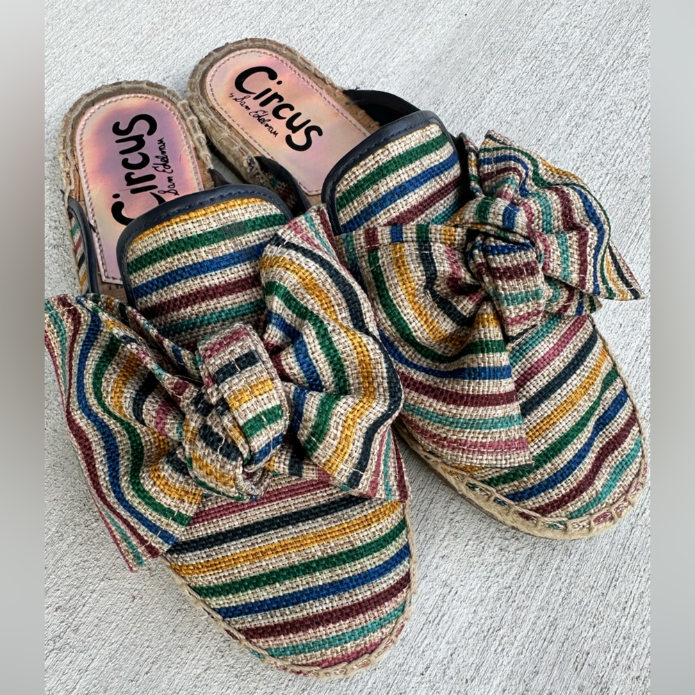 Circus by Sam Edelman Multicolor Striped Bow Espadrille Mules